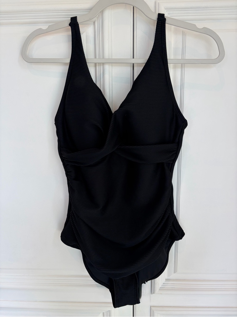 Black One-Piece Ribbed Swimsuit